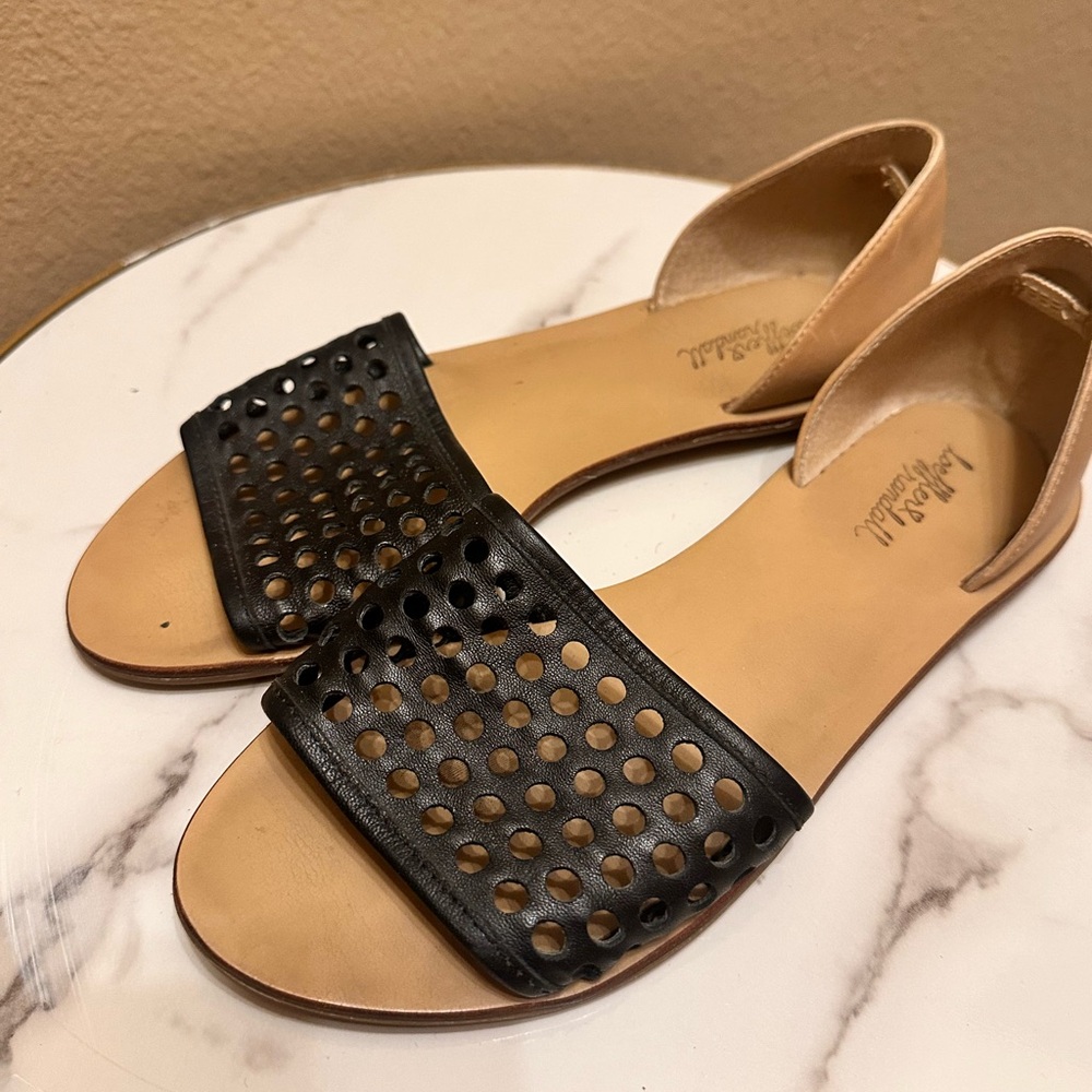 $195 Loeffler Randall Open Toe Perforated D'Orsay Flat Sandals - Sawyer